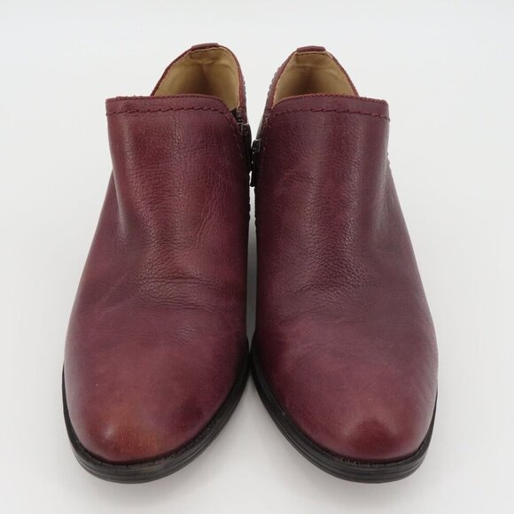 Naturalizer Women 7.5 W ZARIE Leather Ankle Boots Booties Purple Brown Zippers - Picture 2 of 14